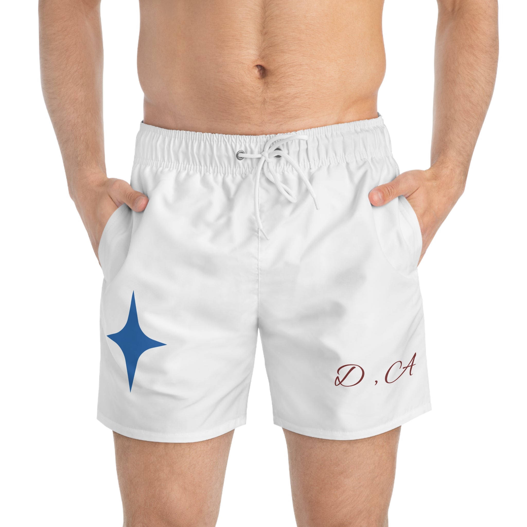 Swim Trunks — Minimal Star & Smile Monogrammed Beach Shorts