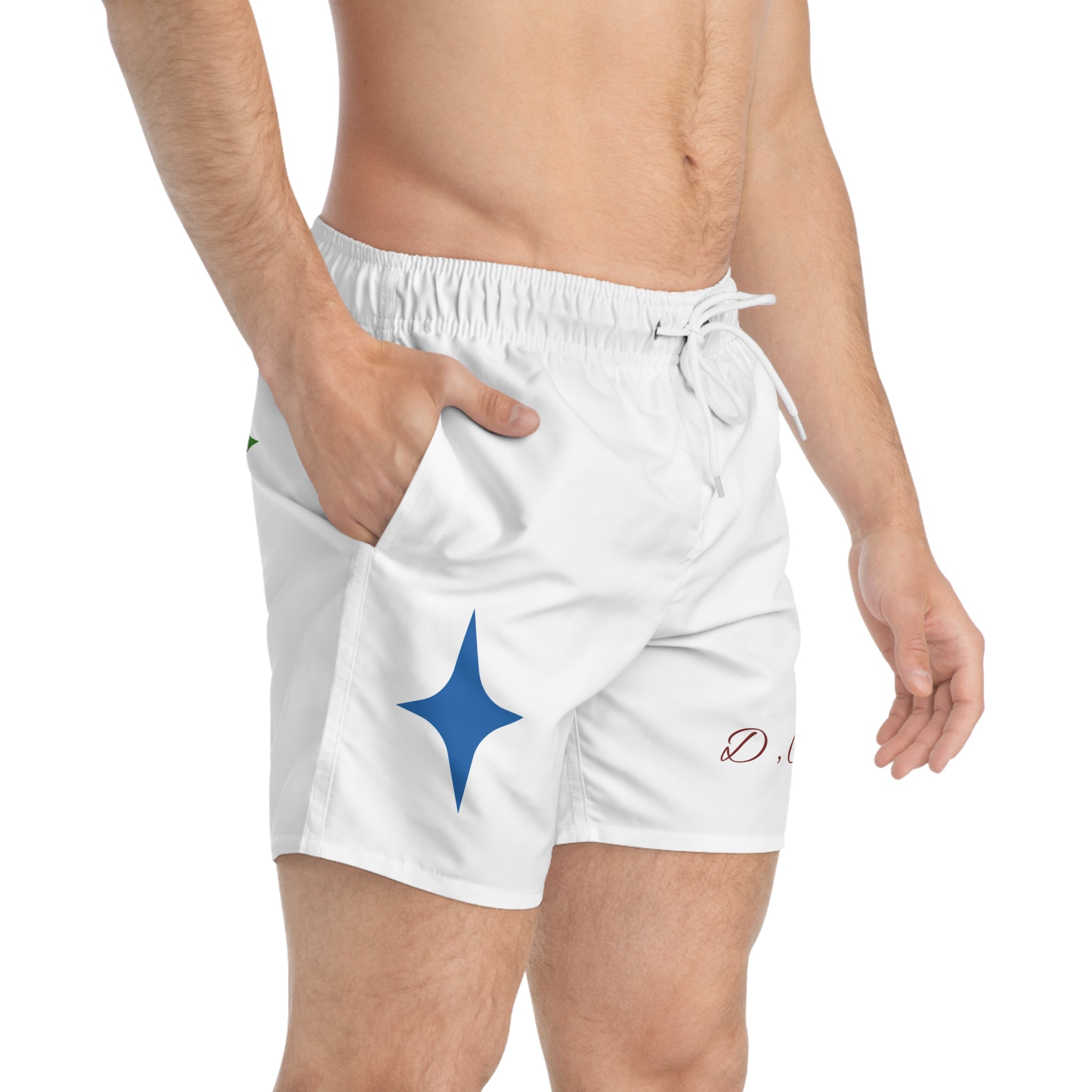 Swim Trunks — Minimal Star & Smile Monogrammed Beach Shorts